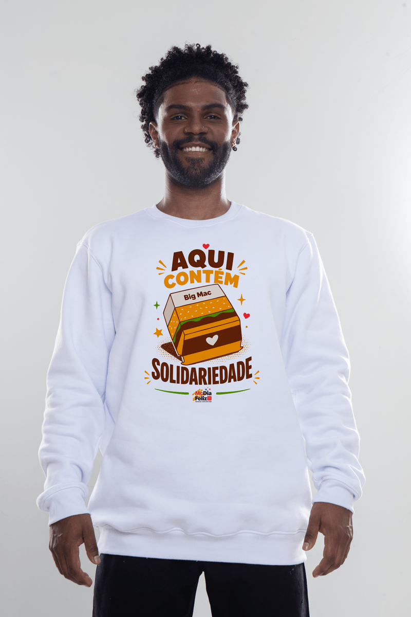 Moletom sem Capuz Aqui Contém Branco GG